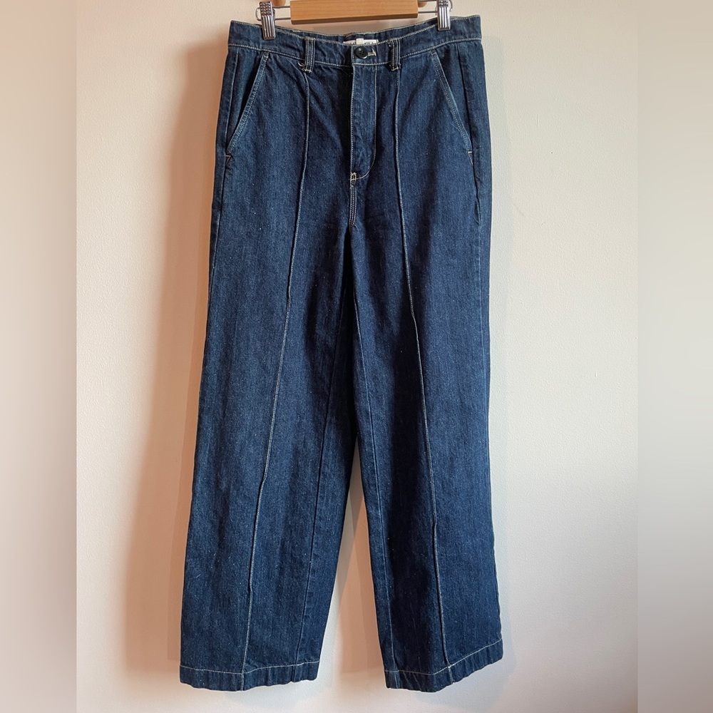 Alex Mill Dark Blue High-Rise Wide-Leg Jeans